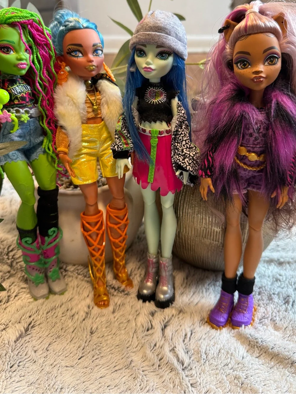 monster high dolls set - green, pink, blue, orange, purple